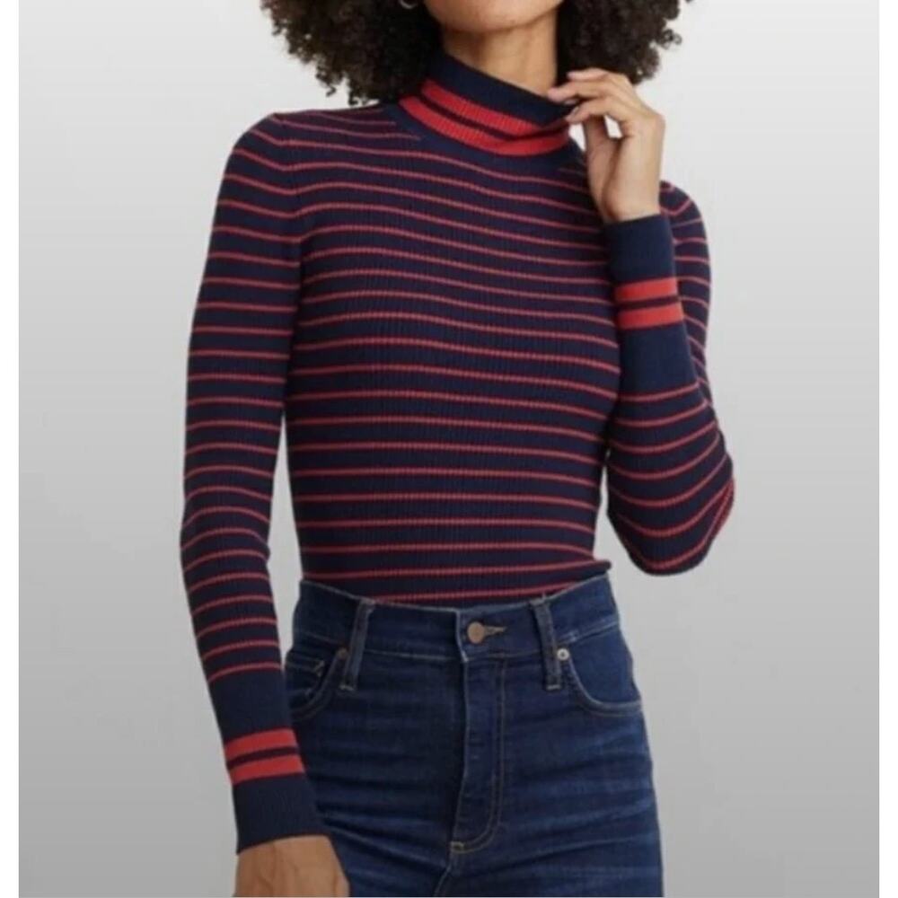 Marine Layer x Lost & Found Chamonix Sweater Striped XL Blue Red Pompeian